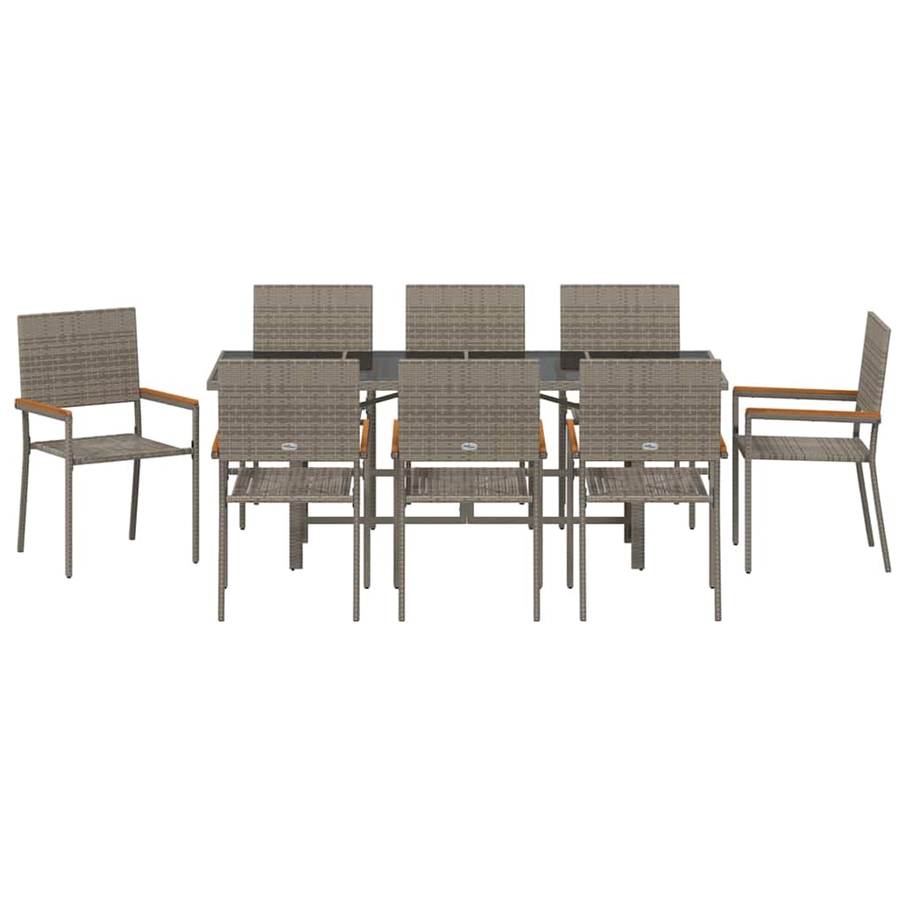Garden Dining Set 9 pcs Grey 190 x 80 x 75 cm Poly Rattan