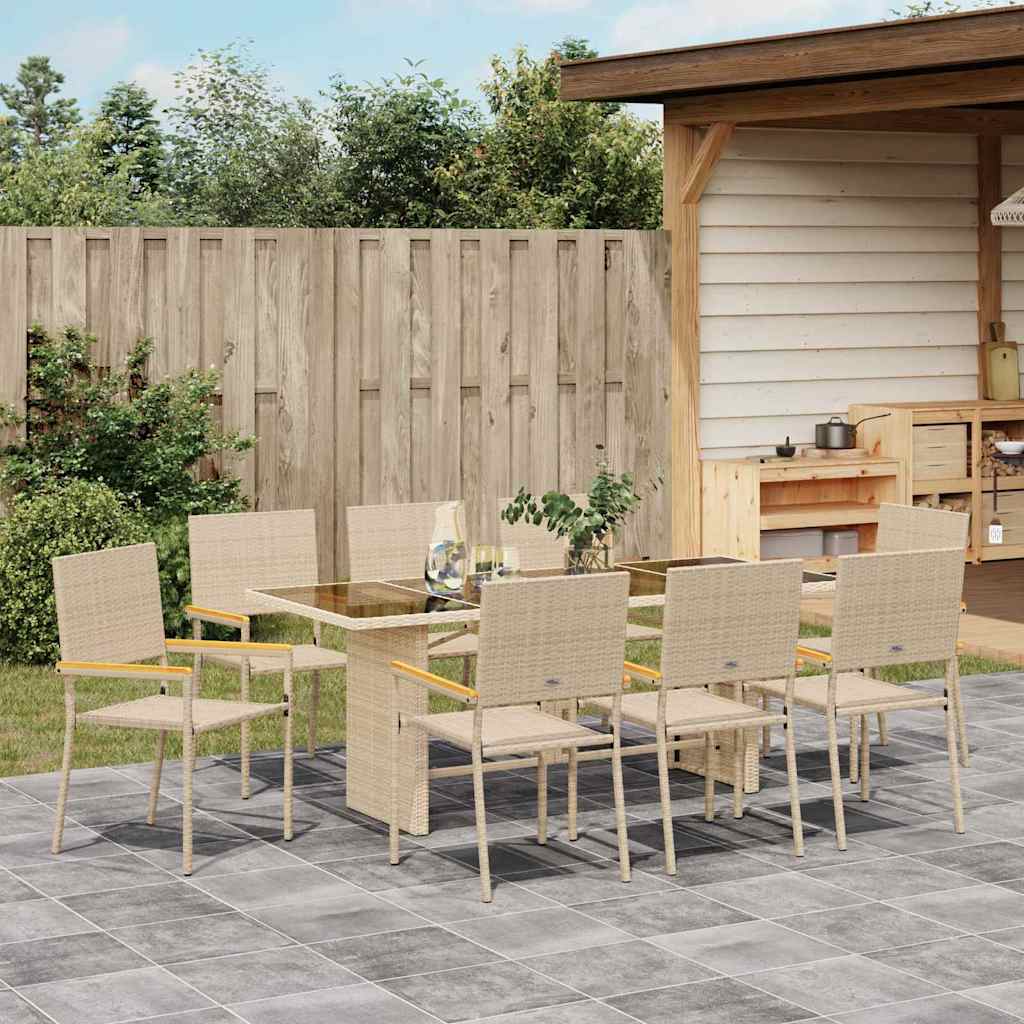 Garden Dining Set 9 pcs Beige 190 x 80 x 75 cm Poly Rattan