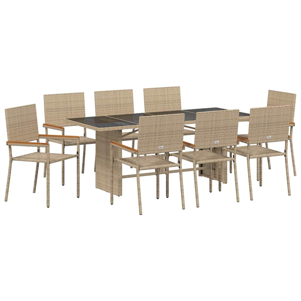 Garden Dining Set 9 pcs Beige 190 x 80 x 75 cm Poly Rattan