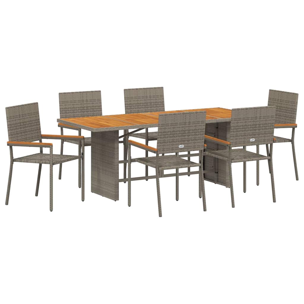 Garden Dining Set 7 pcs Grey 190 x 80 x 75 cm Poly Rattan