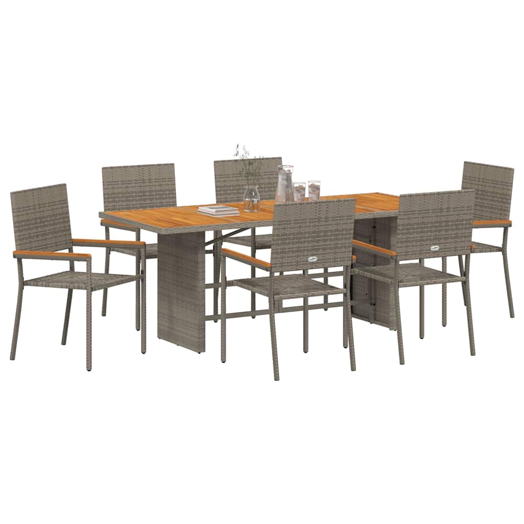 Garden Dining Set 7 pcs Grey 190 x 80 x 75 cm Poly Rattan