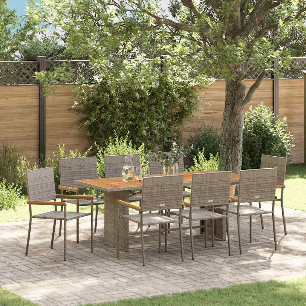 Garden Dining Set 9 pcs Grey 190 x 80 x 75 cm Poly Rattan