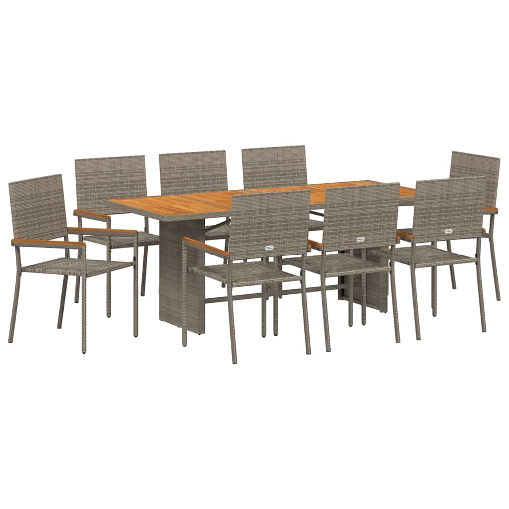 Garden Dining Set 9 pcs Grey 190 x 80 x 75 cm Poly Rattan