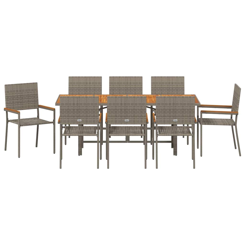 Garden Dining Set 9 pcs Grey 190 x 80 x 75 cm Poly Rattan