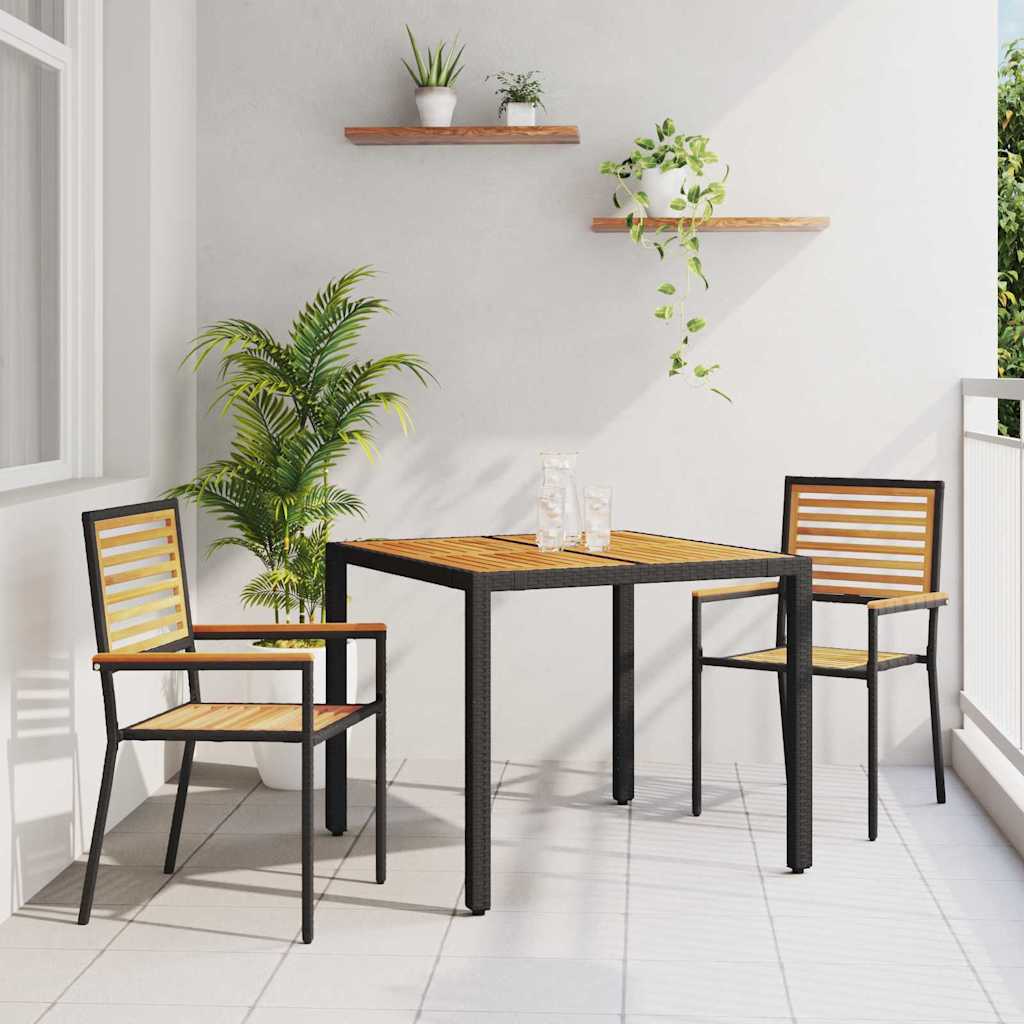 Garden Dining Set 3 pcs Black 90 x 90 x 75 cm Poly Rattan