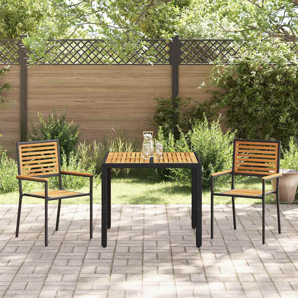 Garden Dining Set 3 pcs Black 90 x 90 x 75 cm Poly Rattan