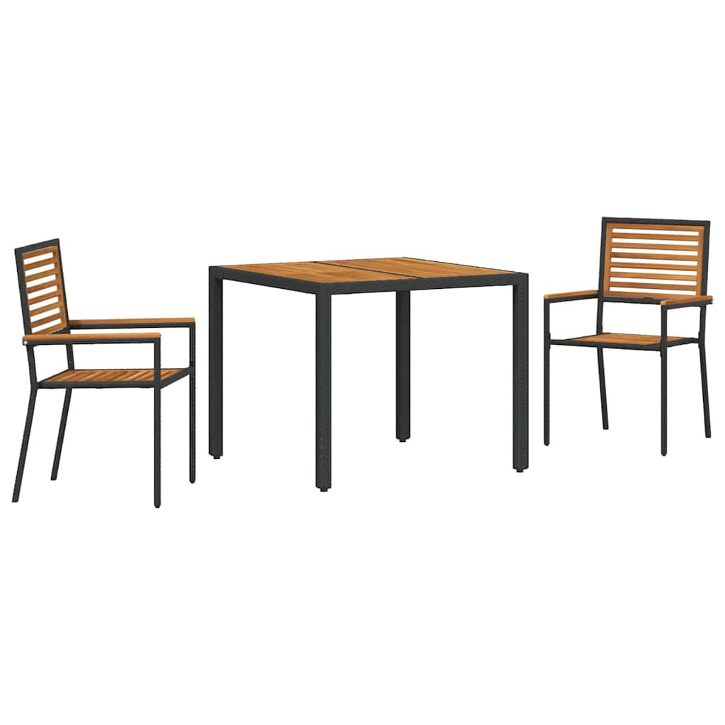 Garden Dining Set 3 pcs Black 90 x 90 x 75 cm Poly Rattan