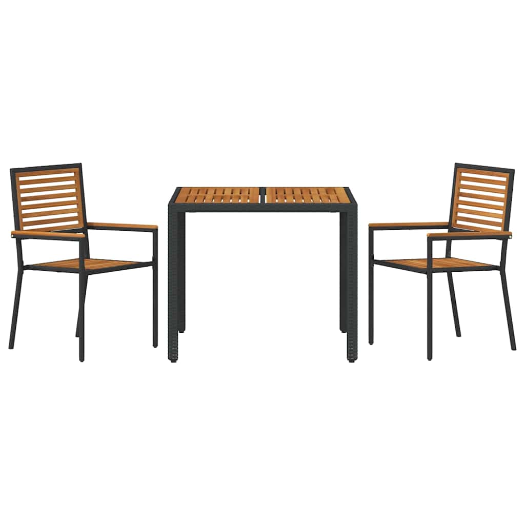 Garden Dining Set 3 pcs Black 90 x 90 x 75 cm Poly Rattan