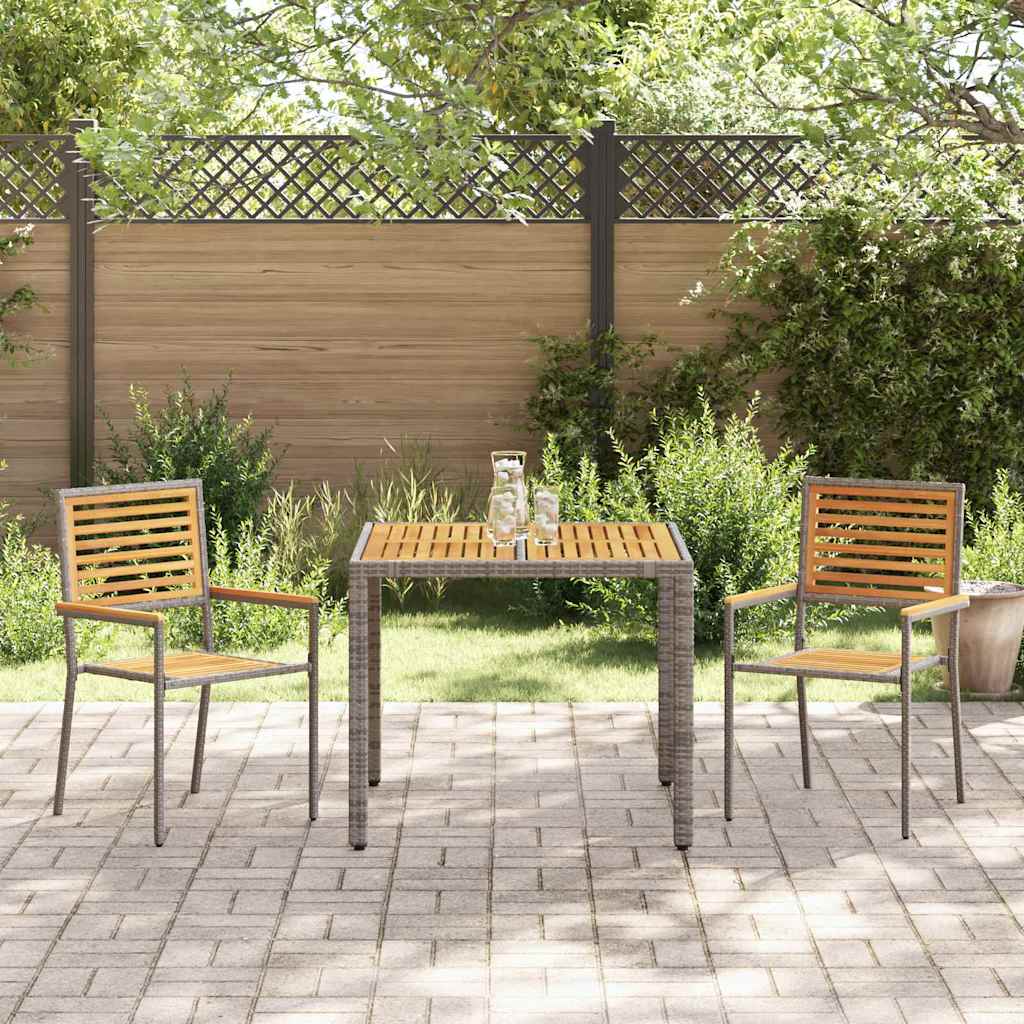 Garden Dining Set 3 pcs Grey 90 x 90 x 75 cm Poly Rattan