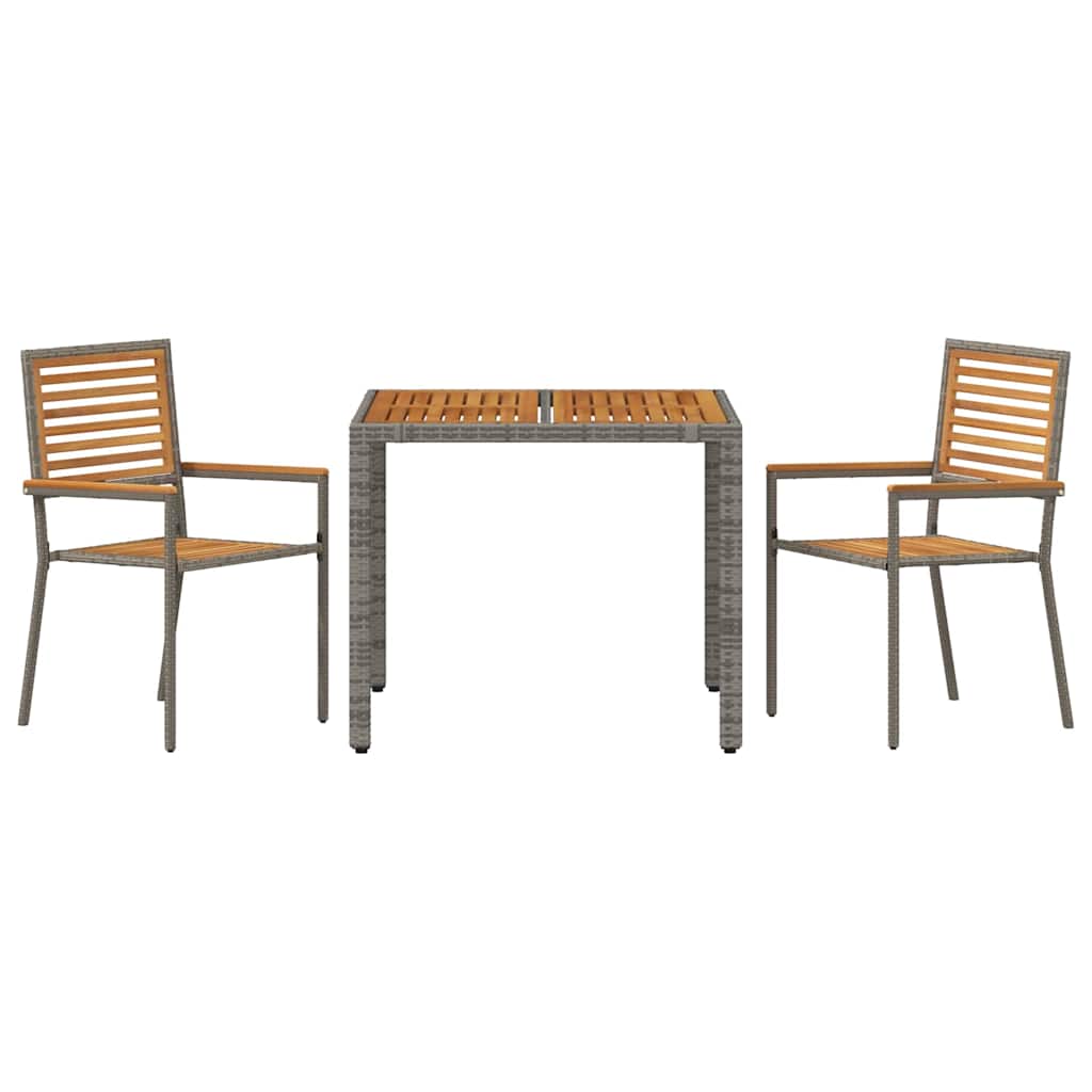 Garden Dining Set 3 pcs Grey 90 x 90 x 75 cm Poly Rattan