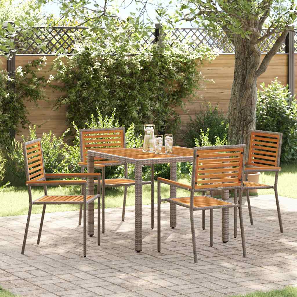 Garden Dining Set 5 pcs Grey 90 x 90 x 75 cm Poly Rattan