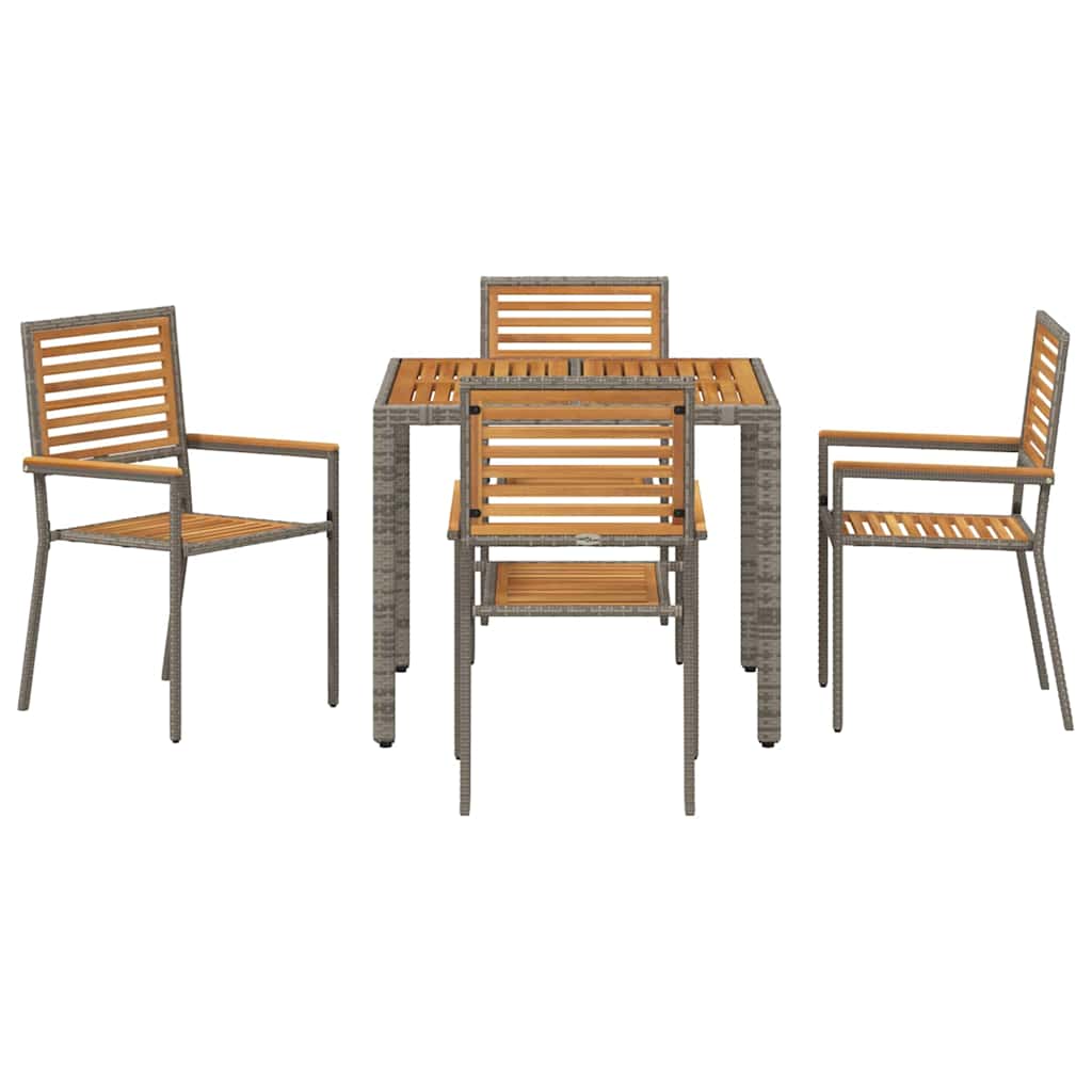 Garden Dining Set 5 pcs Grey 90 x 90 x 75 cm Poly Rattan