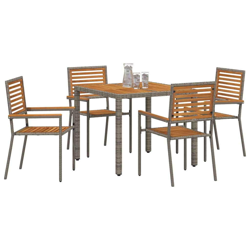 Garden Dining Set 5 pcs Grey 90 x 90 x 75 cm Poly Rattan