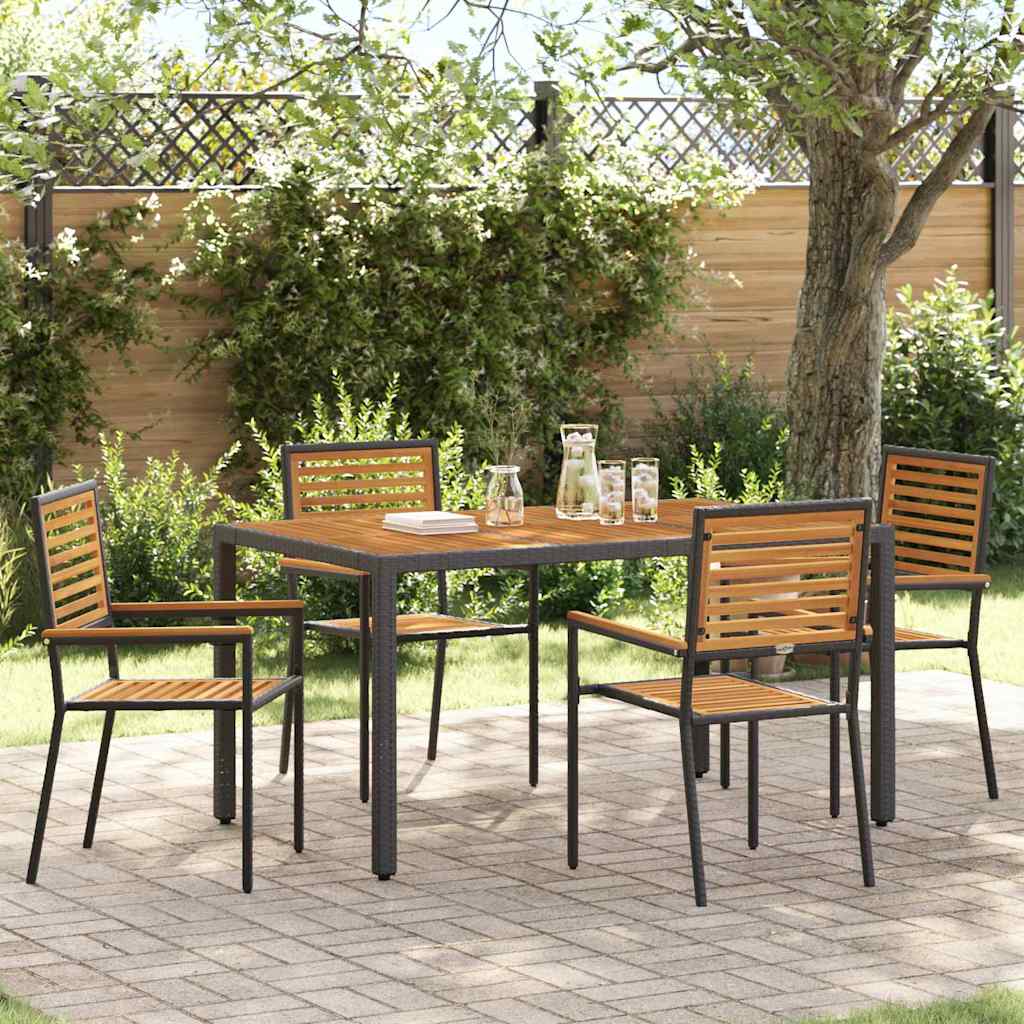 Garden Dining Set 5 pcs Black 150 x 90 x 75 cm Poly Rattan