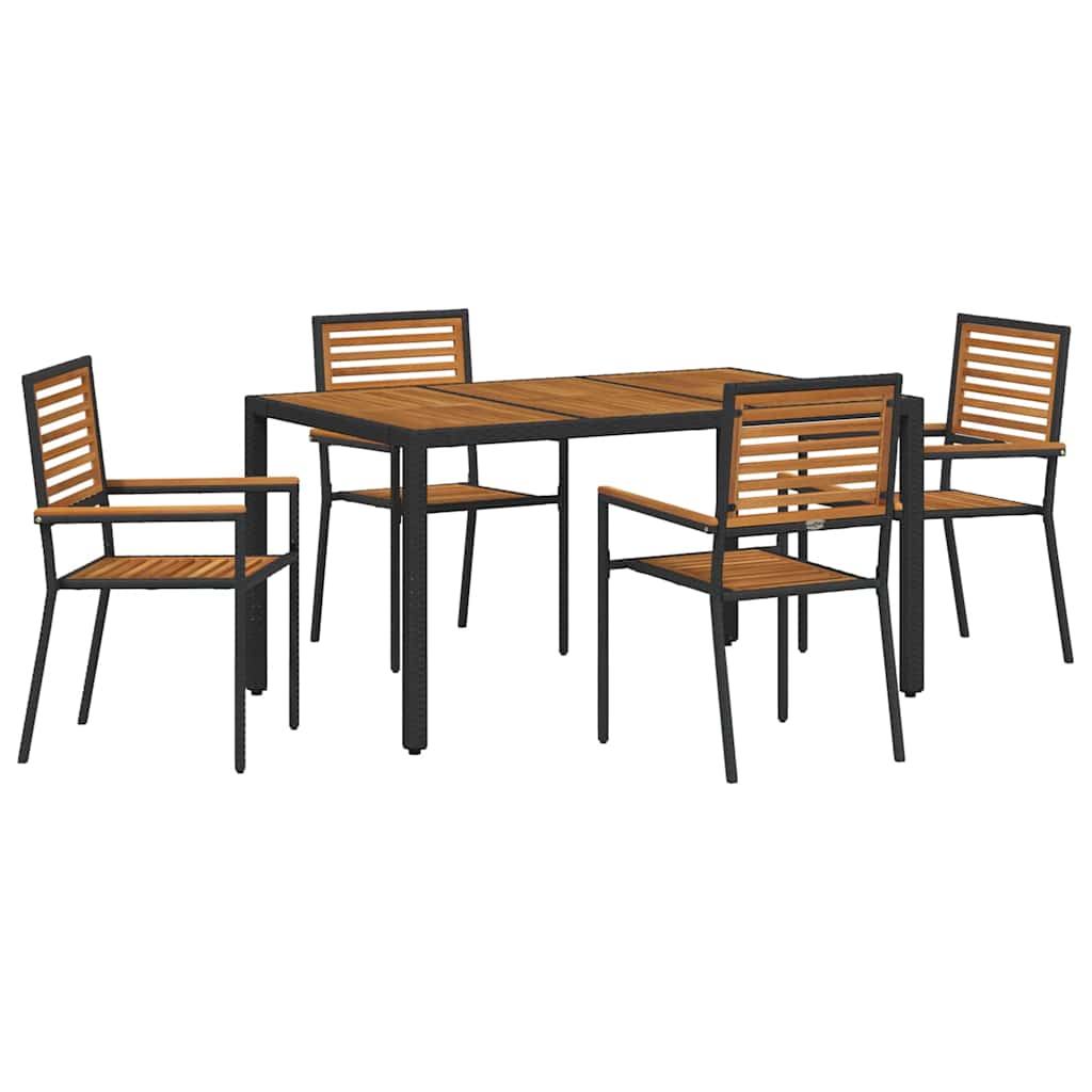 Garden Dining Set 5 pcs Black 150 x 90 x 75 cm Poly Rattan