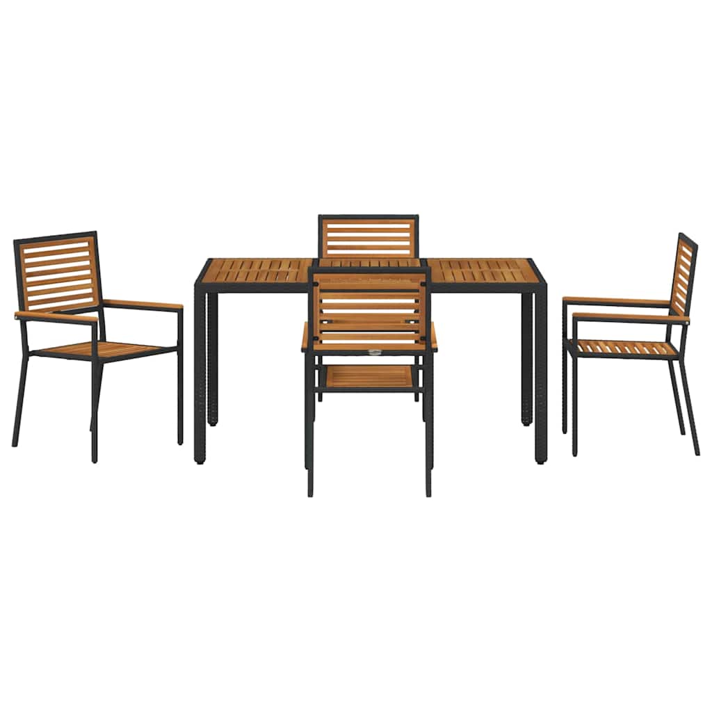 Garden Dining Set 5 pcs Black 150 x 90 x 75 cm Poly Rattan