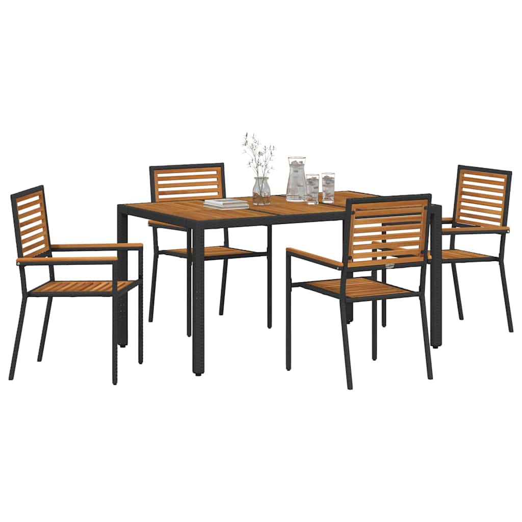 Garden Dining Set 5 pcs Black 150 x 90 x 75 cm Poly Rattan