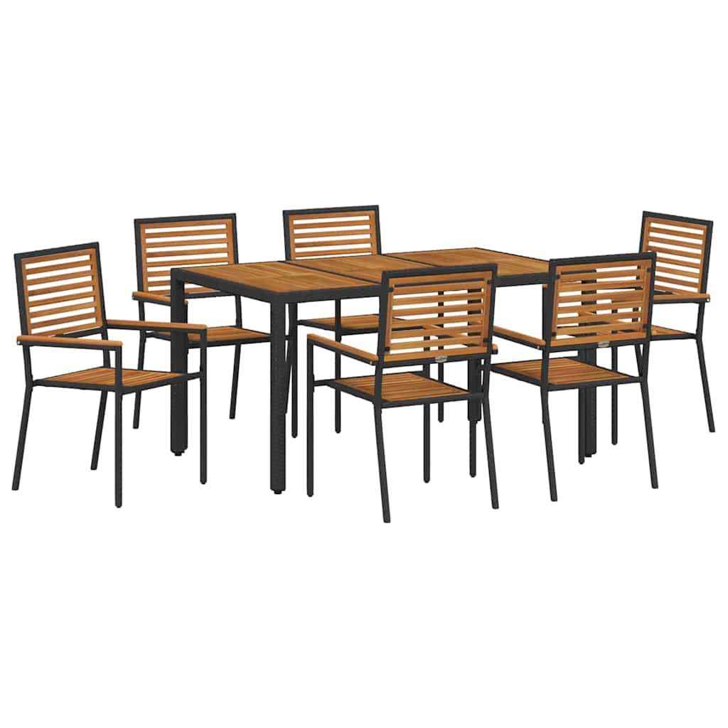Garden Dining Set 7 pcs Black 150 x 90 x 75 cm Poly Rattan