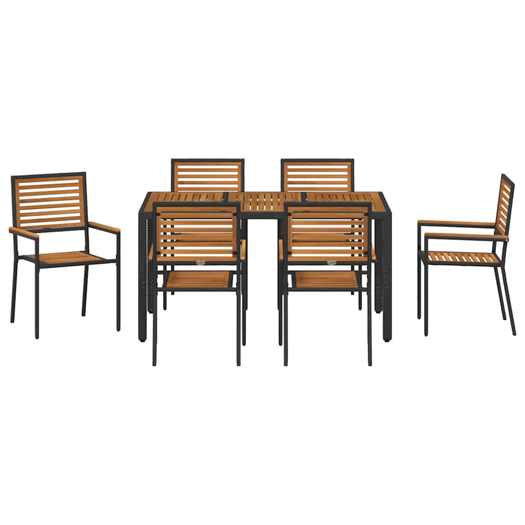 Garden Dining Set 7 pcs Black 150 x 90 x 75 cm Poly Rattan