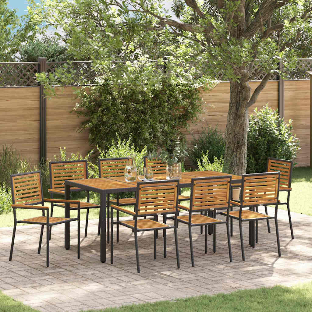 Garden Dining Set 9 pcs Black 190 x 90 x 75 cm Poly Rattan