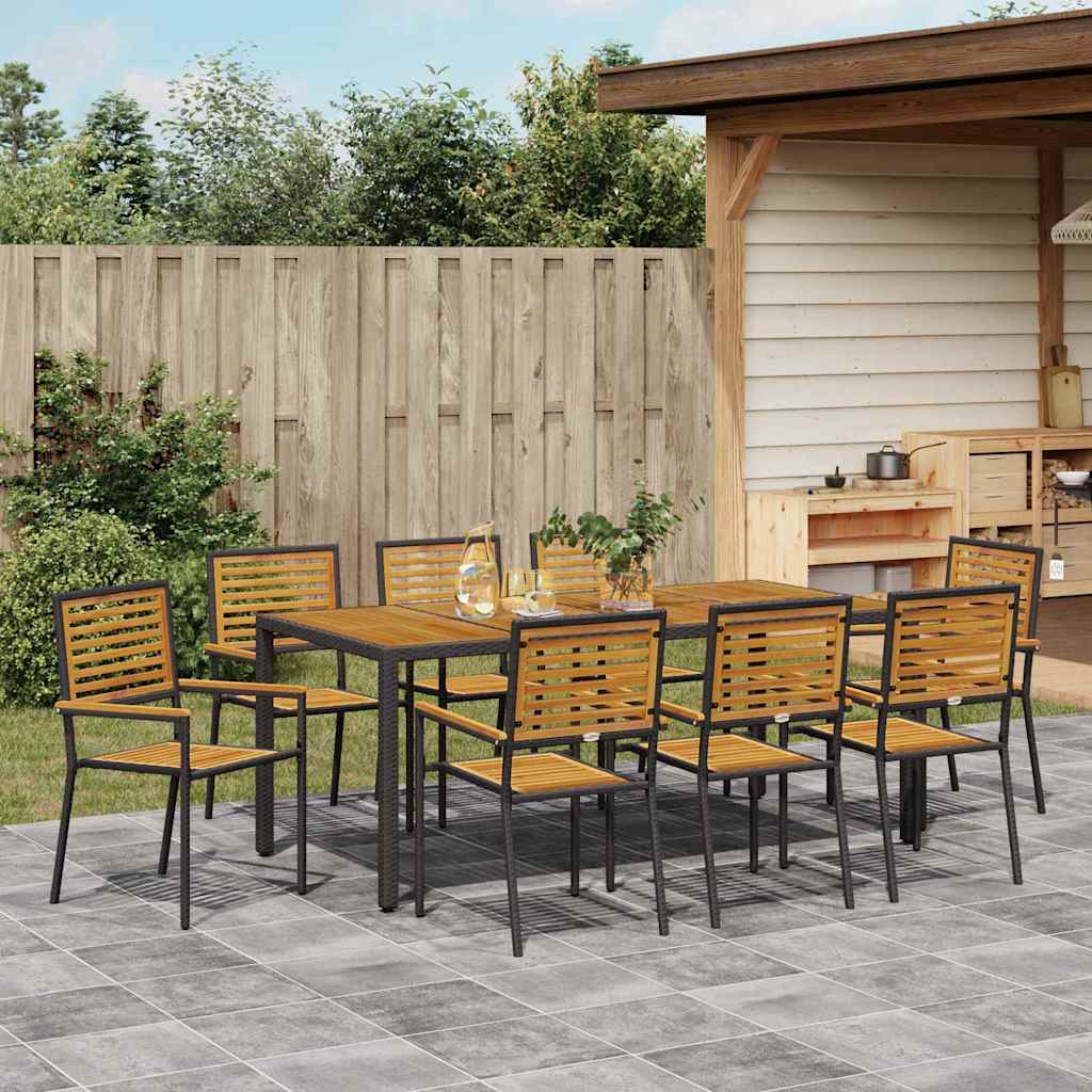Garden Dining Set 9 pcs Black 190 x 90 x 75 cm Poly Rattan