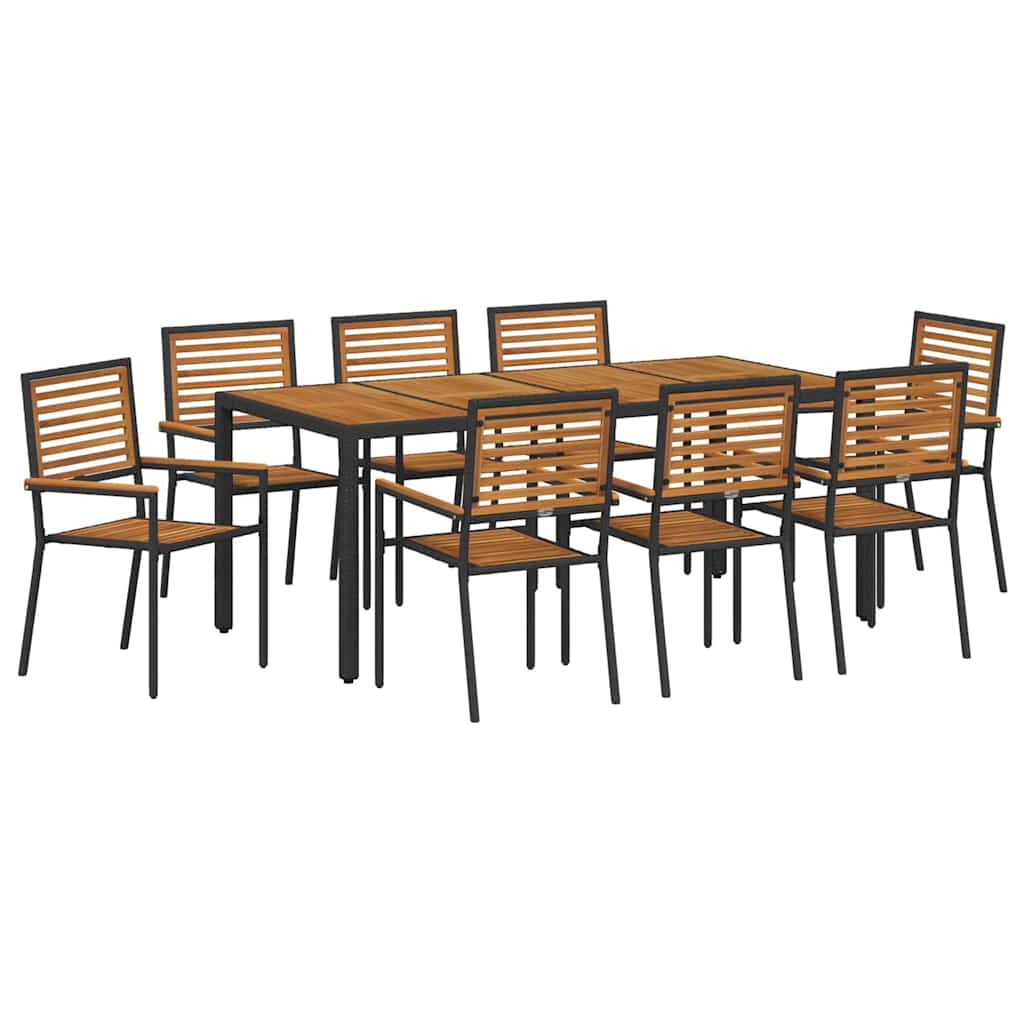 Garden Dining Set 9 pcs Black 190 x 90 x 75 cm Poly Rattan