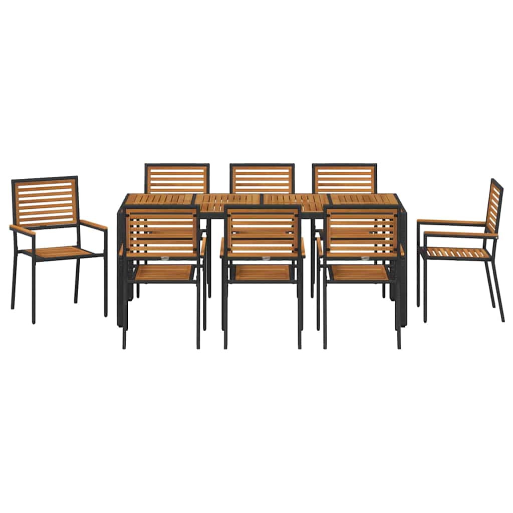 Garden Dining Set 9 pcs Black 190 x 90 x 75 cm Poly Rattan