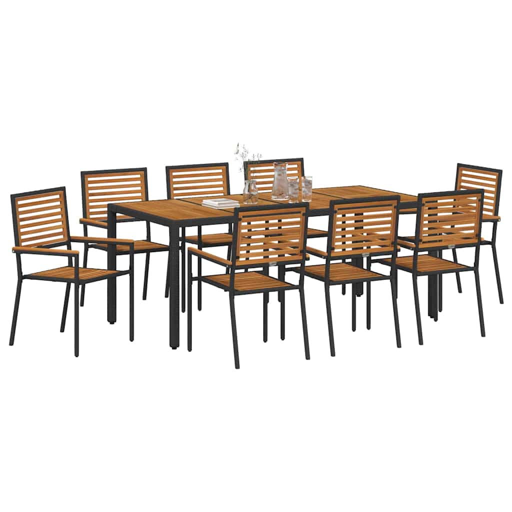 Garden Dining Set 9 pcs Black 190 x 90 x 75 cm Poly Rattan