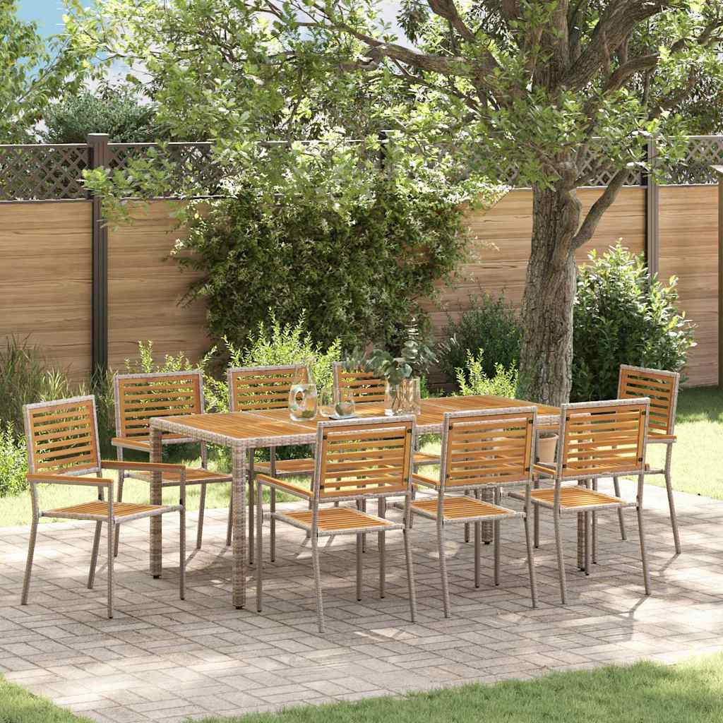 Garden Dining Set 9 pcs Grey and Brown 190 x 90 x 75 cm
