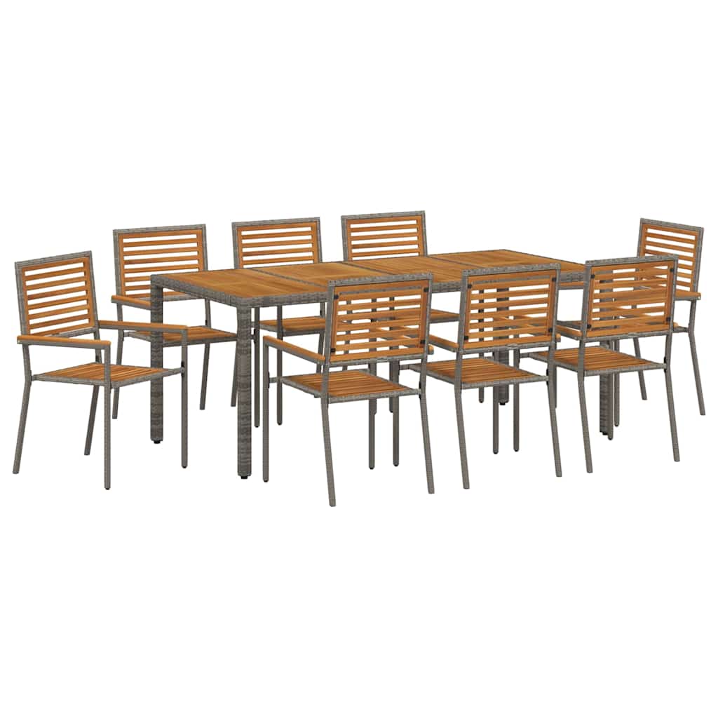 Garden Dining Set 9 pcs Grey and Brown 190 x 90 x 75 cm