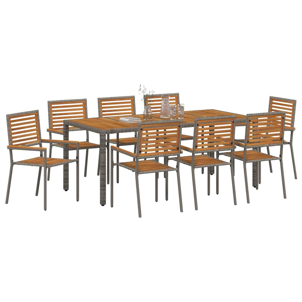 Garden Dining Set 9 pcs Grey and Brown 190 x 90 x 75 cm