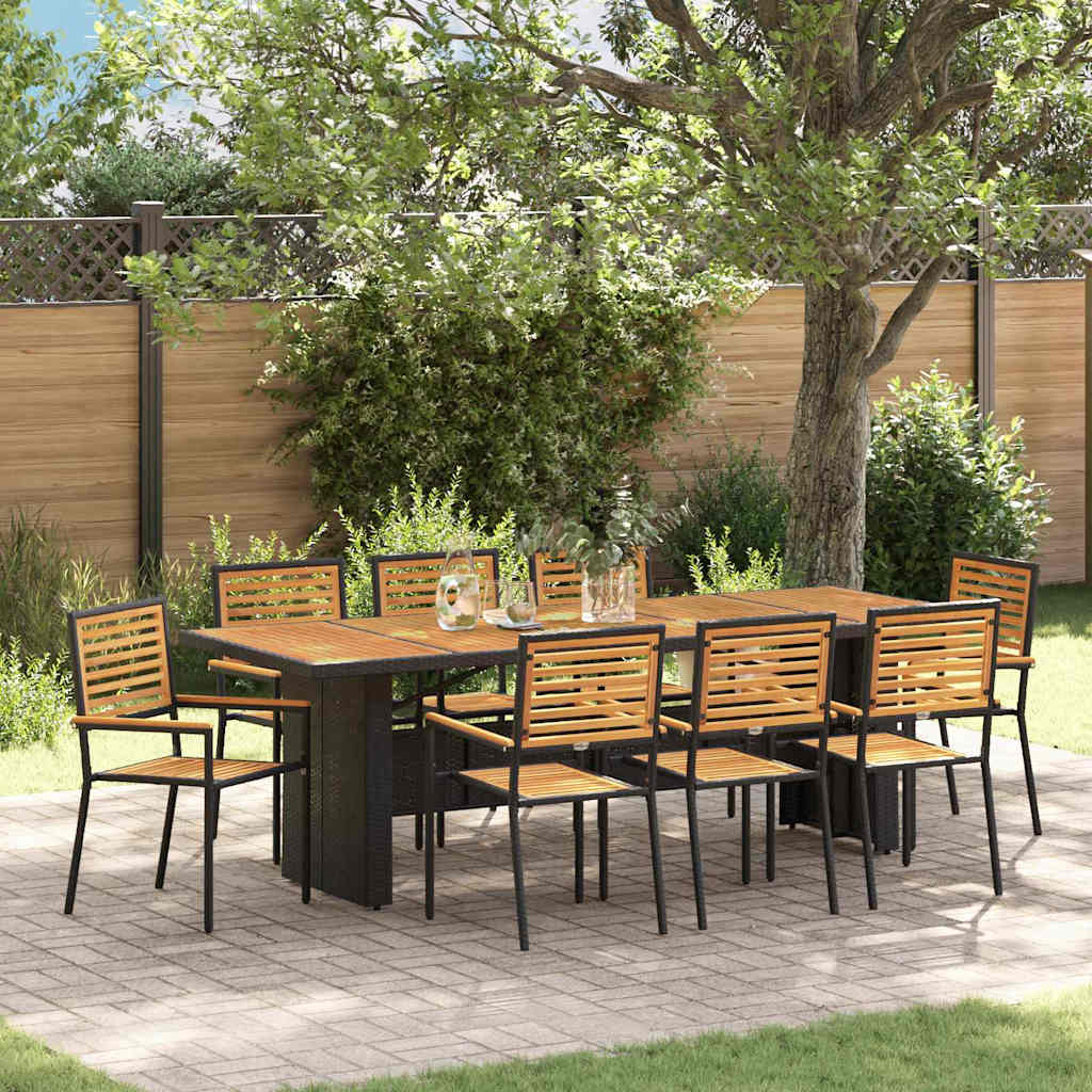 Garden Dining Set 9 pcs Black 240 x 90 x 75 cm Poly Rattan