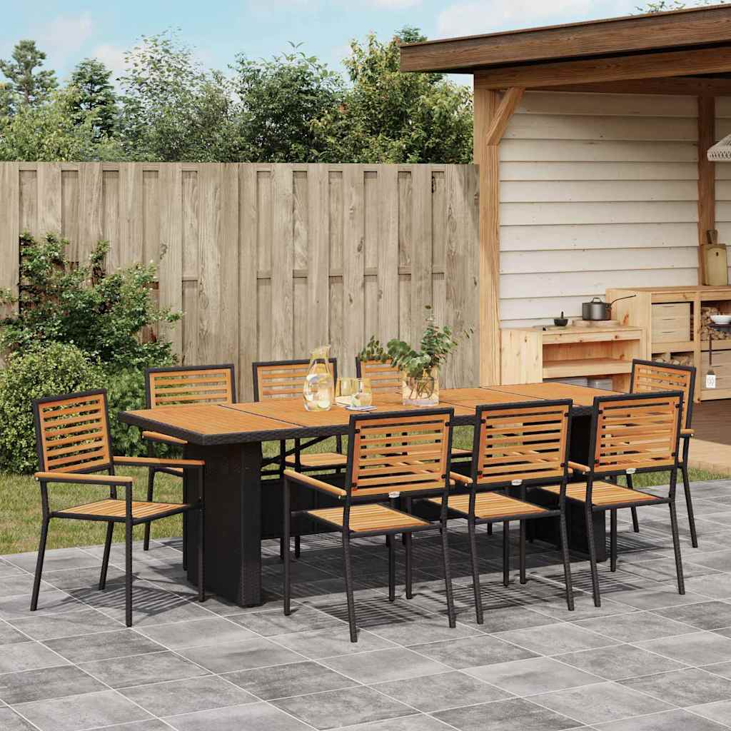 Garden Dining Set 9 pcs Black 240 x 90 x 75 cm Poly Rattan