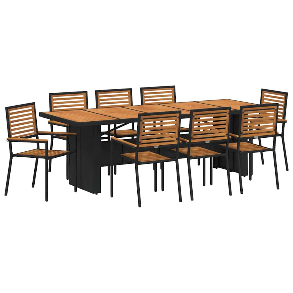 Garden Dining Set 9 pcs Black 240 x 90 x 75 cm Poly Rattan