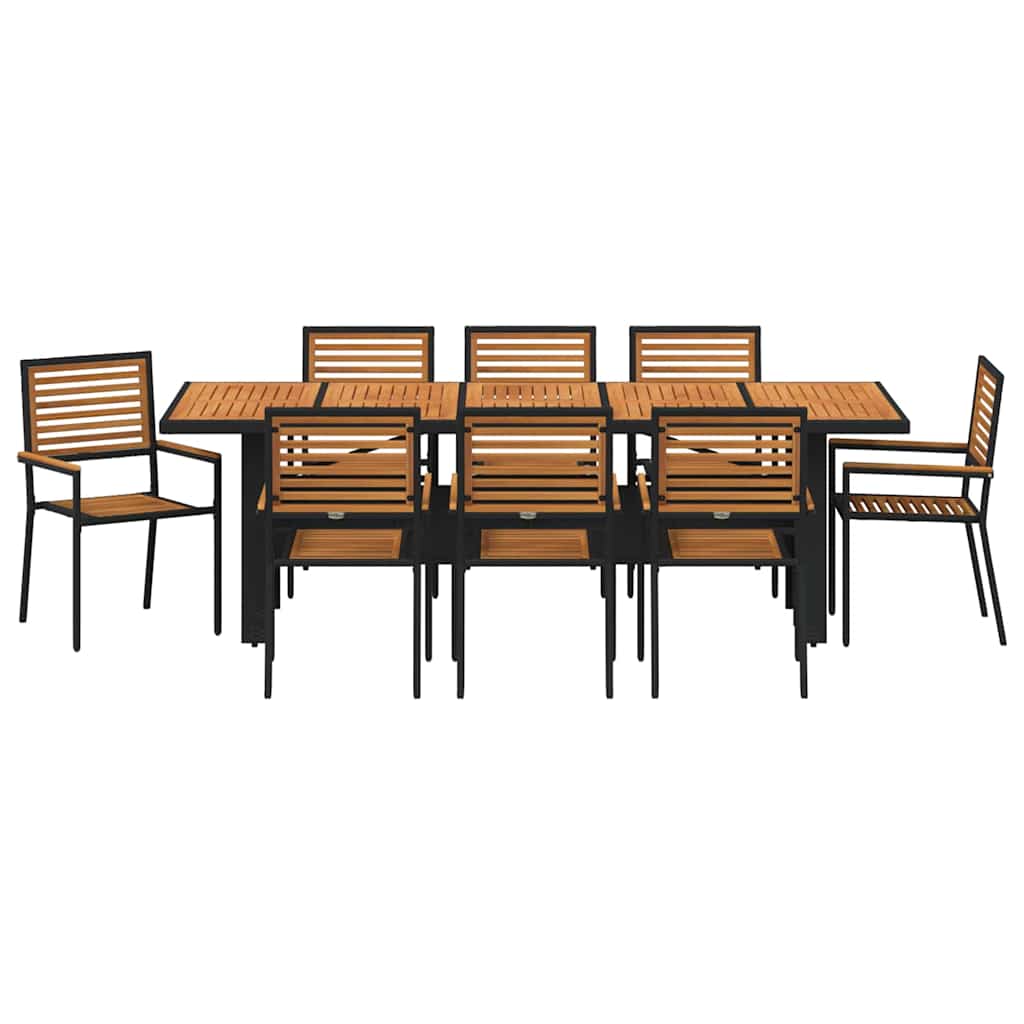 Garden Dining Set 9 pcs Black 240 x 90 x 75 cm Poly Rattan