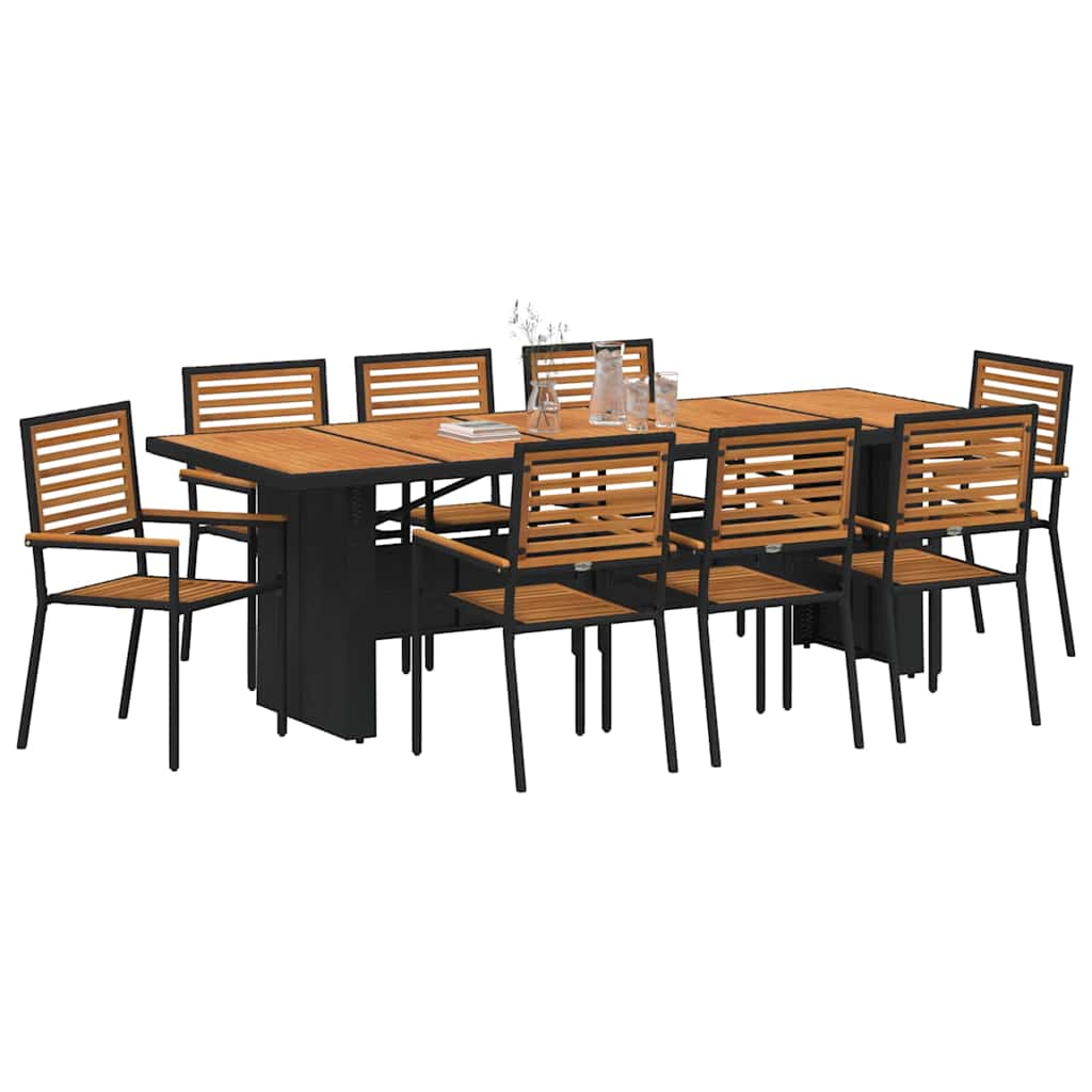 Garden Dining Set 9 pcs Black 240 x 90 x 75 cm Poly Rattan