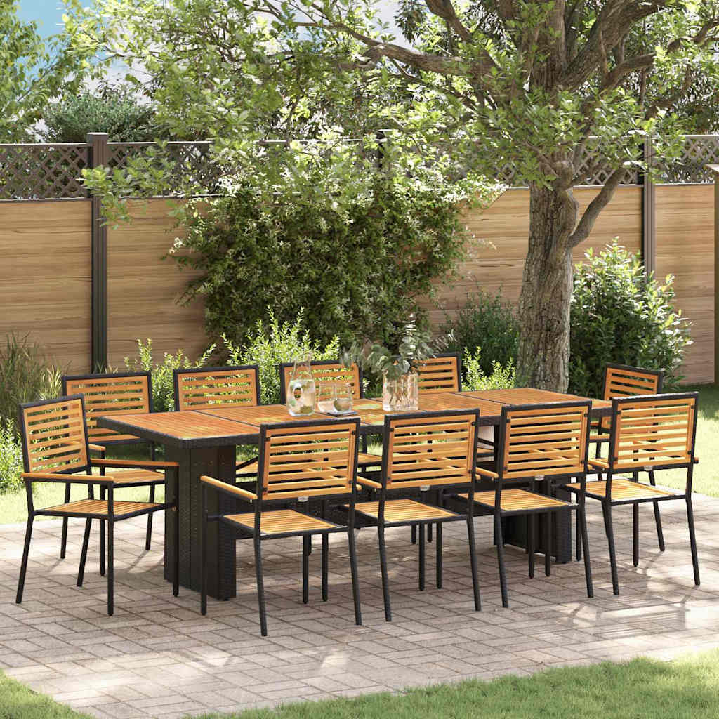 Garden Dining Set 11 pcs Black 240 x 90 x 75 cm Poly Rattan