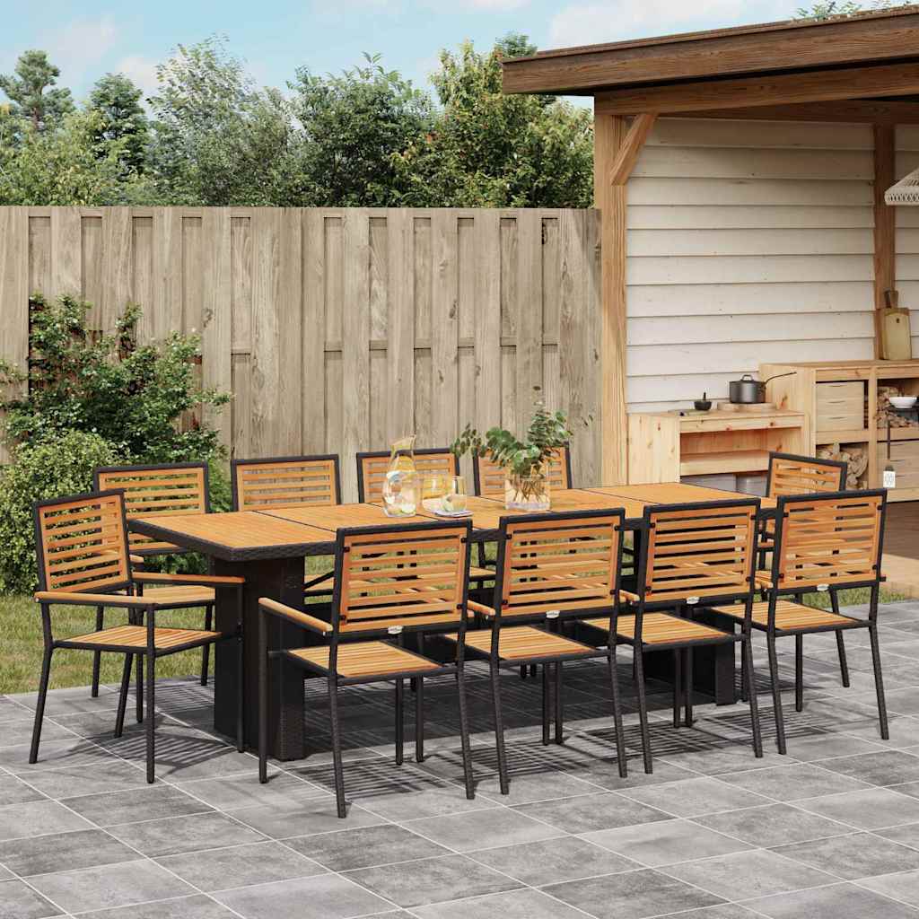 Garden Dining Set 11 pcs Black 240 x 90 x 75 cm Poly Rattan