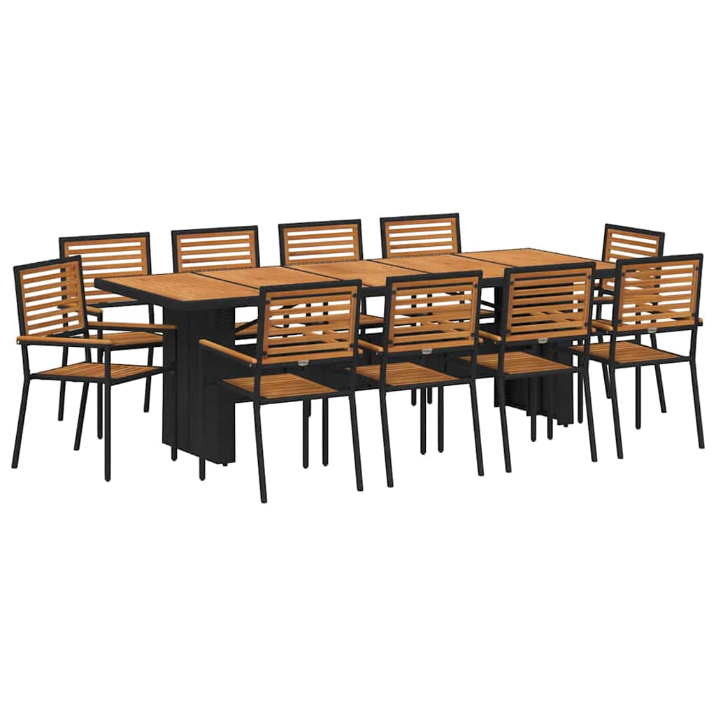Garden Dining Set 11 pcs Black 240 x 90 x 75 cm Poly Rattan