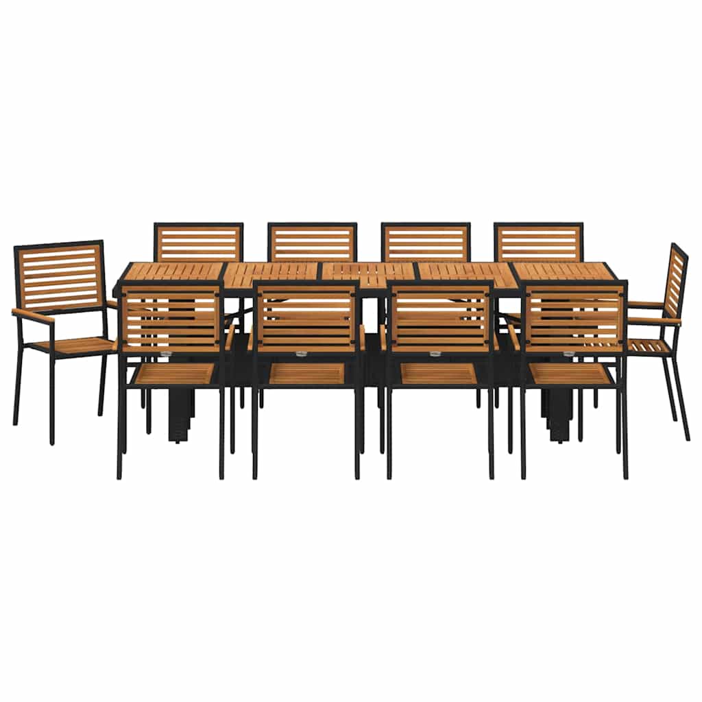Garden Dining Set 11 pcs Black 240 x 90 x 75 cm Poly Rattan