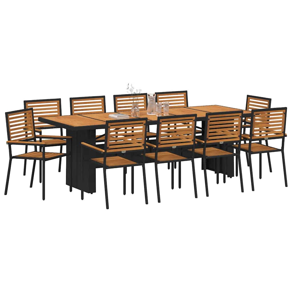 Garden Dining Set 11 pcs Black 240 x 90 x 75 cm Poly Rattan