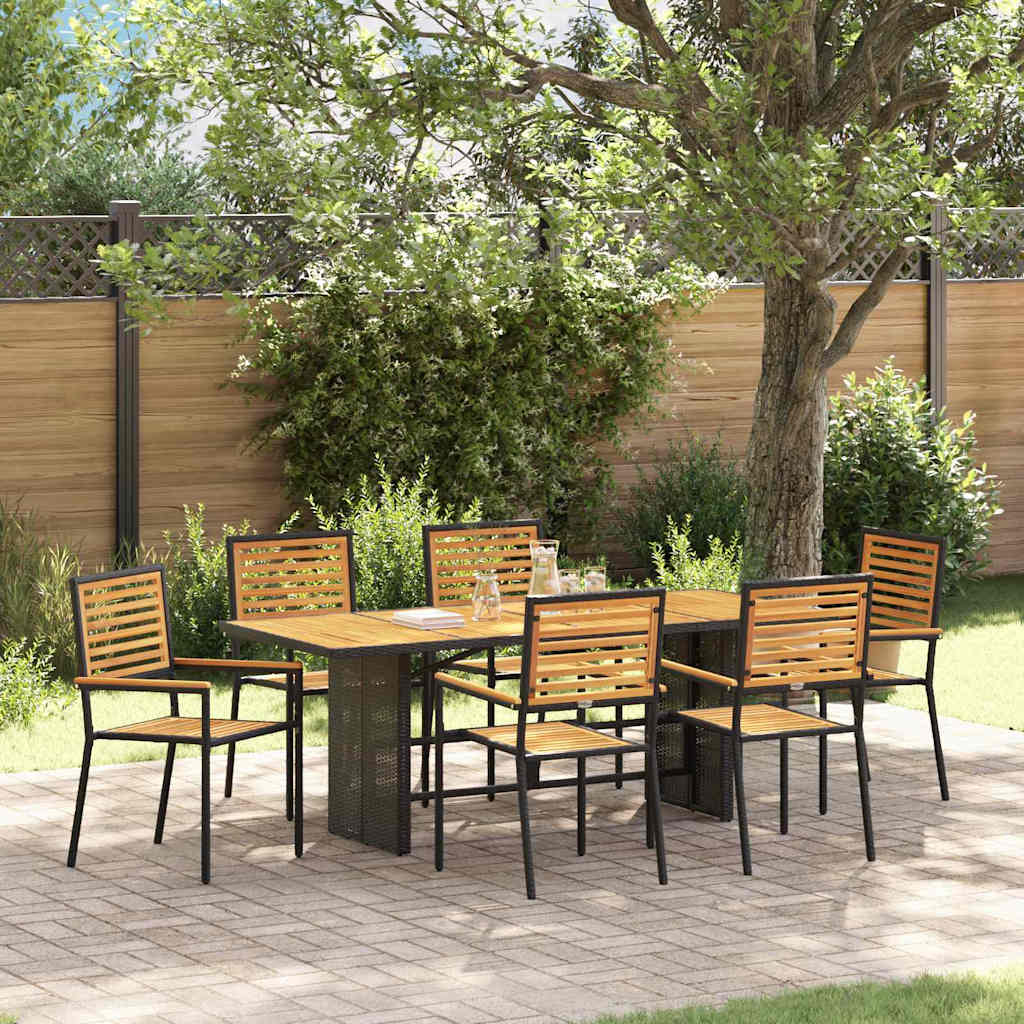 Garden Dining Set 7 pcs Black 190 x 80 x 75 cm Poly Rattan