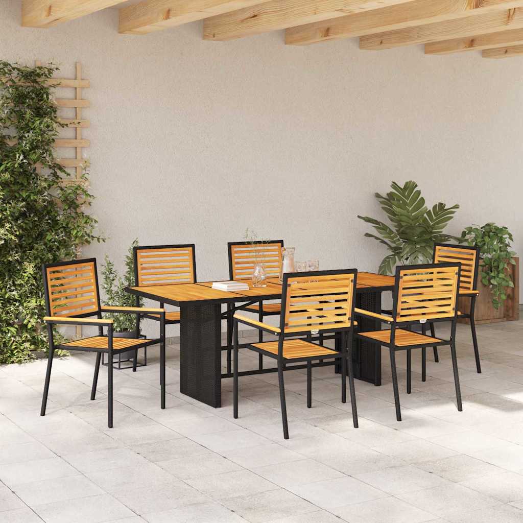 Garden Dining Set 7 pcs Black 190 x 80 x 75 cm Poly Rattan