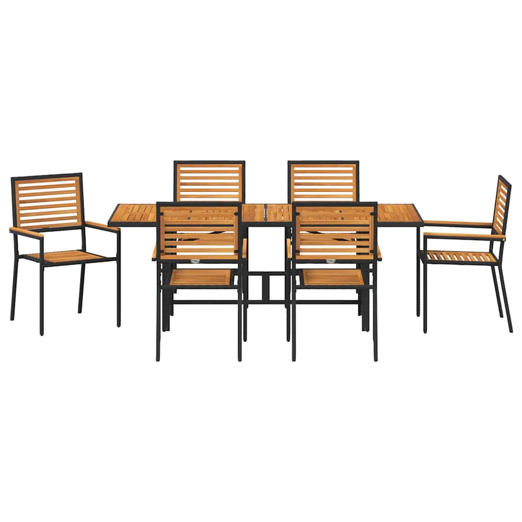 Garden Dining Set 7 pcs Black 190 x 80 x 75 cm Poly Rattan