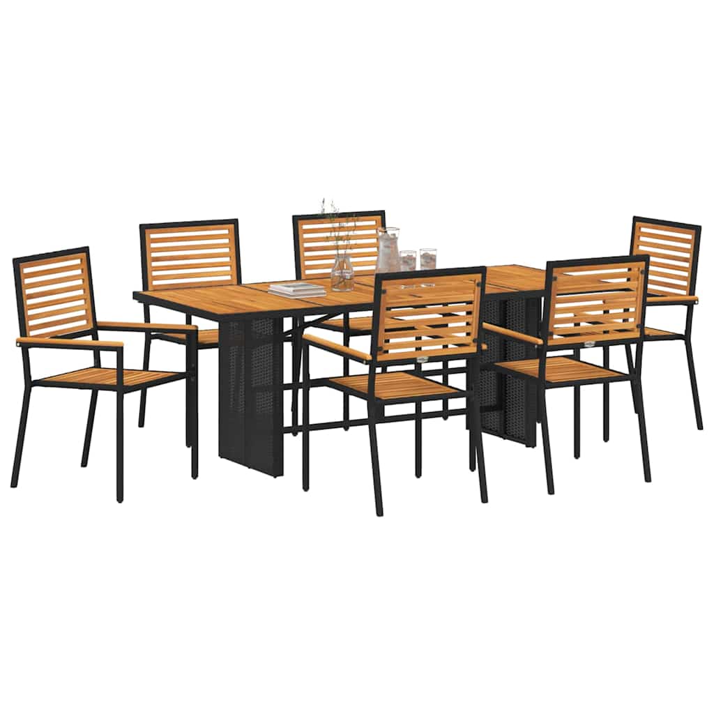 Garden Dining Set 7 pcs Black 190 x 80 x 75 cm Poly Rattan