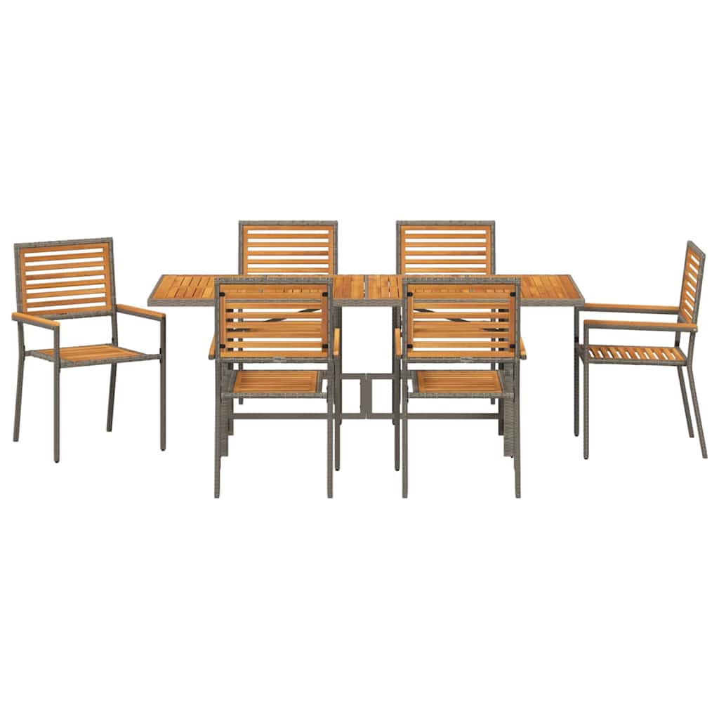 Garden Dining Set 7 pcs Grey 190 x 80 x 75 cm Poly Rattan