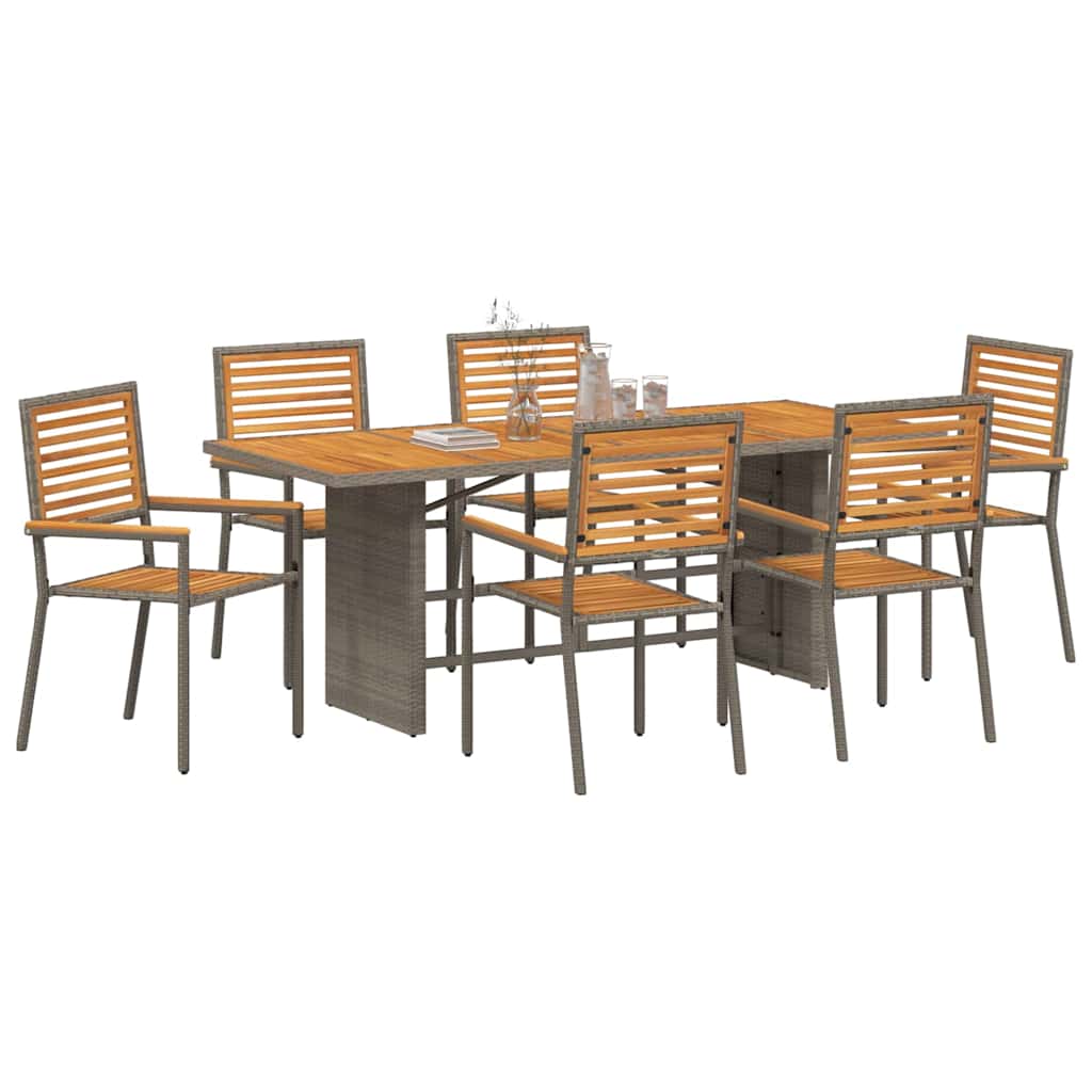 Garden Dining Set 7 pcs Grey 190 x 80 x 75 cm Poly Rattan
