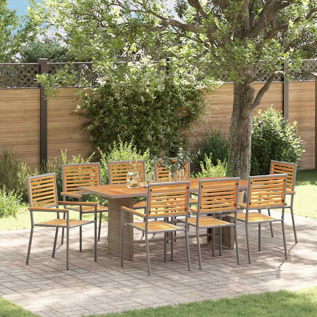 Garden Dining Set 9 pcs Grey 190 x 80 x 75 cm Poly Rattan