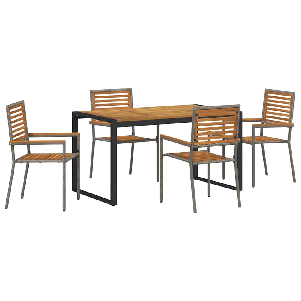Garden Dining Set 5 pcs Grey and Wood 140 x 80 x 75 cm
