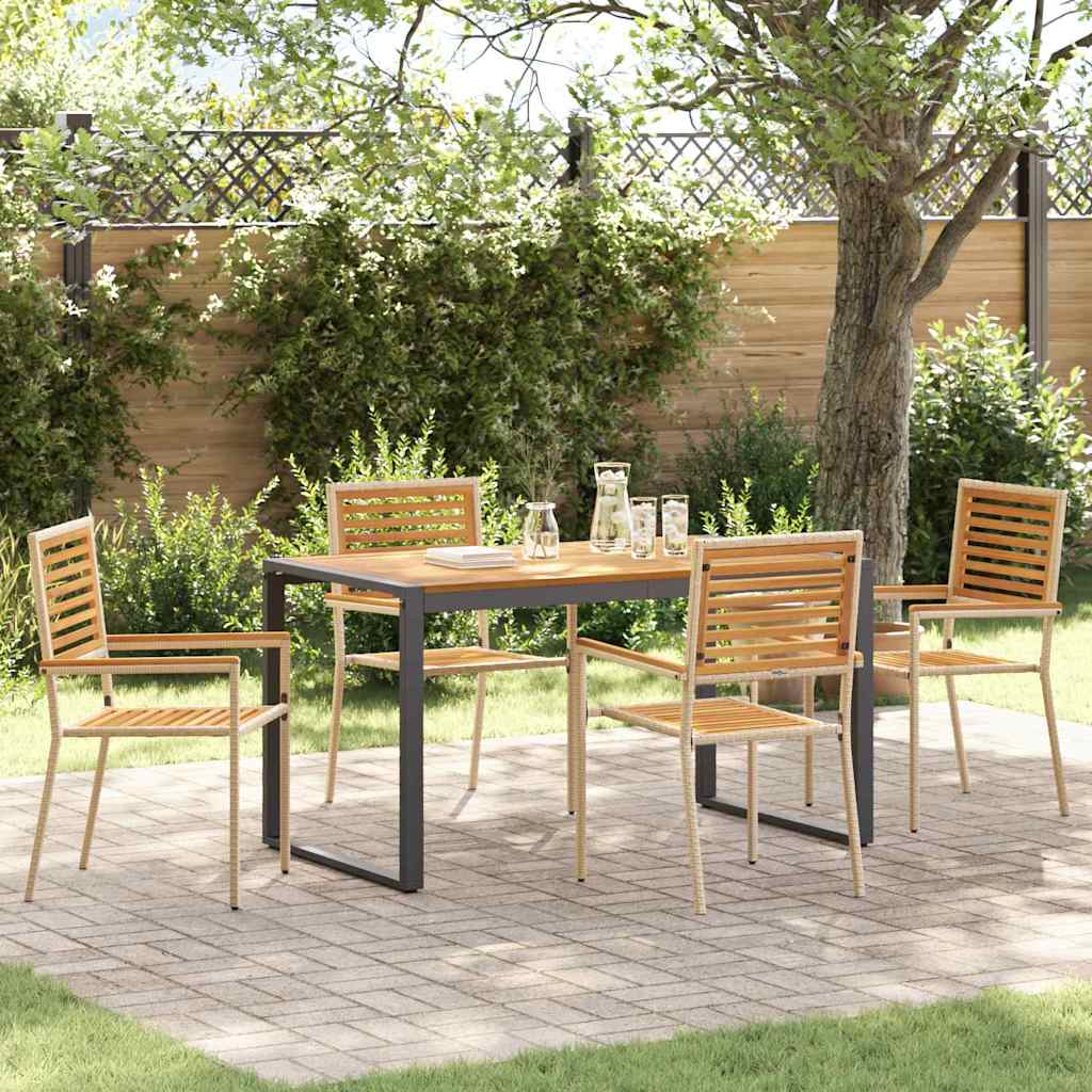 Garden Dining Set 5 pcs Beige 140 x 80 x 75 cm Poly Rattan